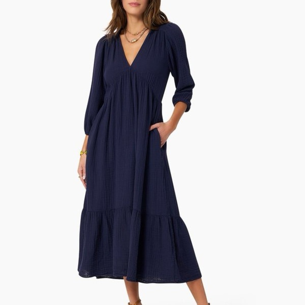 Xirena Ella gauze dress in North Star navy SMALL '